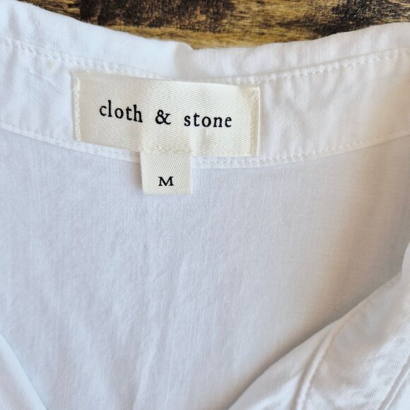 Cloth & Stone Classic Button-Down Shirt Pocket Long Sleeve White Tencel - Picture 6 of 12